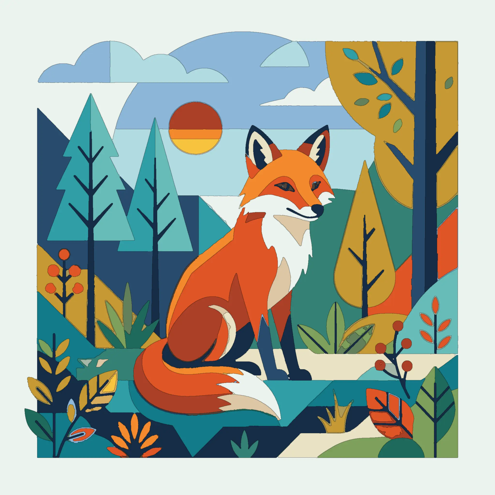 Fox in a forest scene